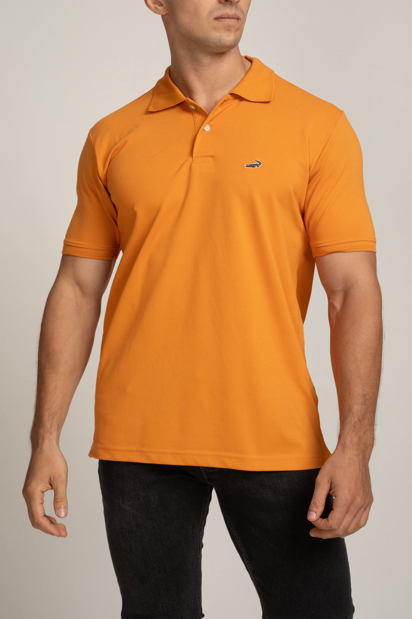 Crocodile Mens Supima Polo T Shirt Regular Fit Orange - Amberglow