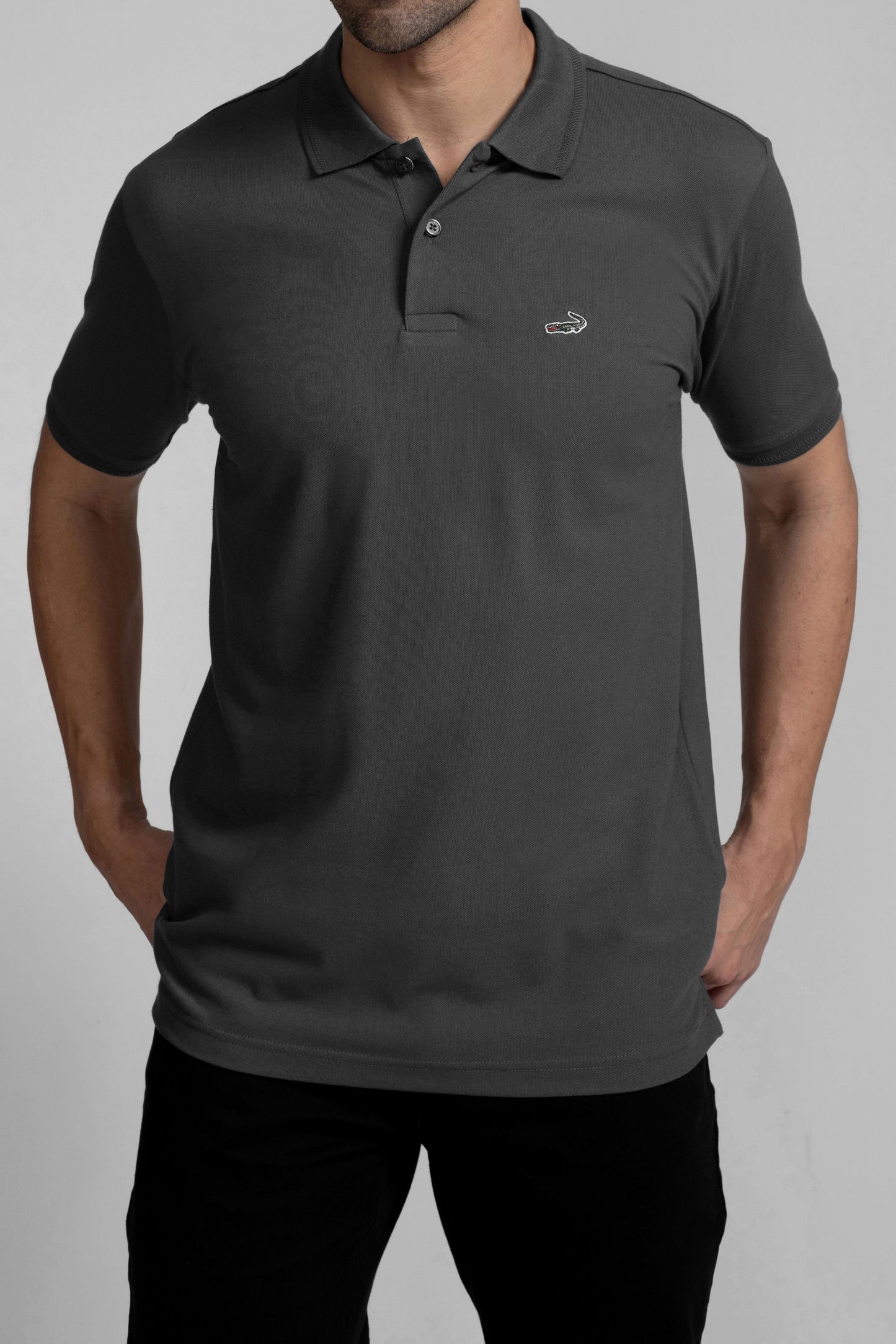 Crocodile Slim Fit Pima Cotton Steel Grey