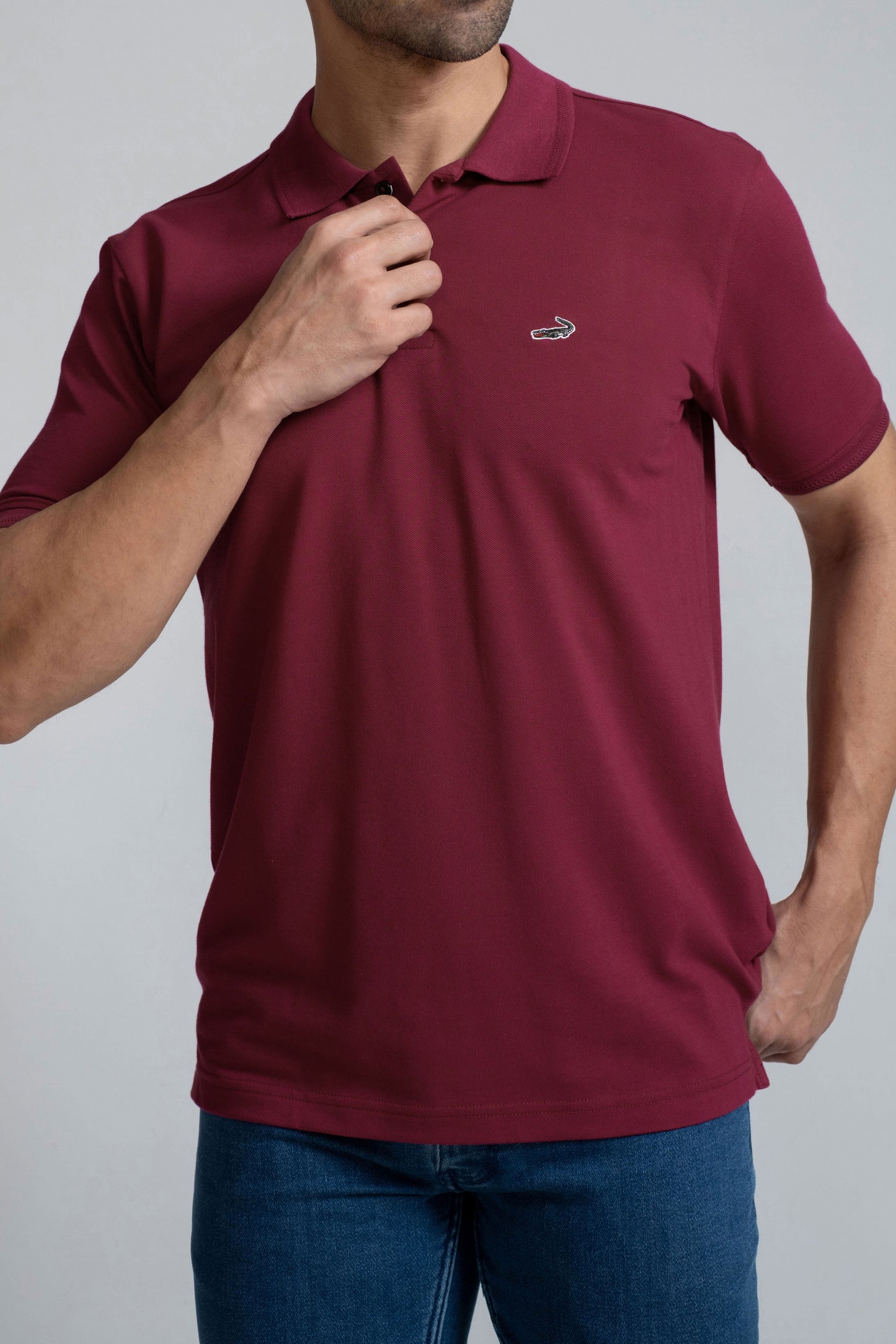 Crocodile Slim Fit Pima Cotton Lipstic Red