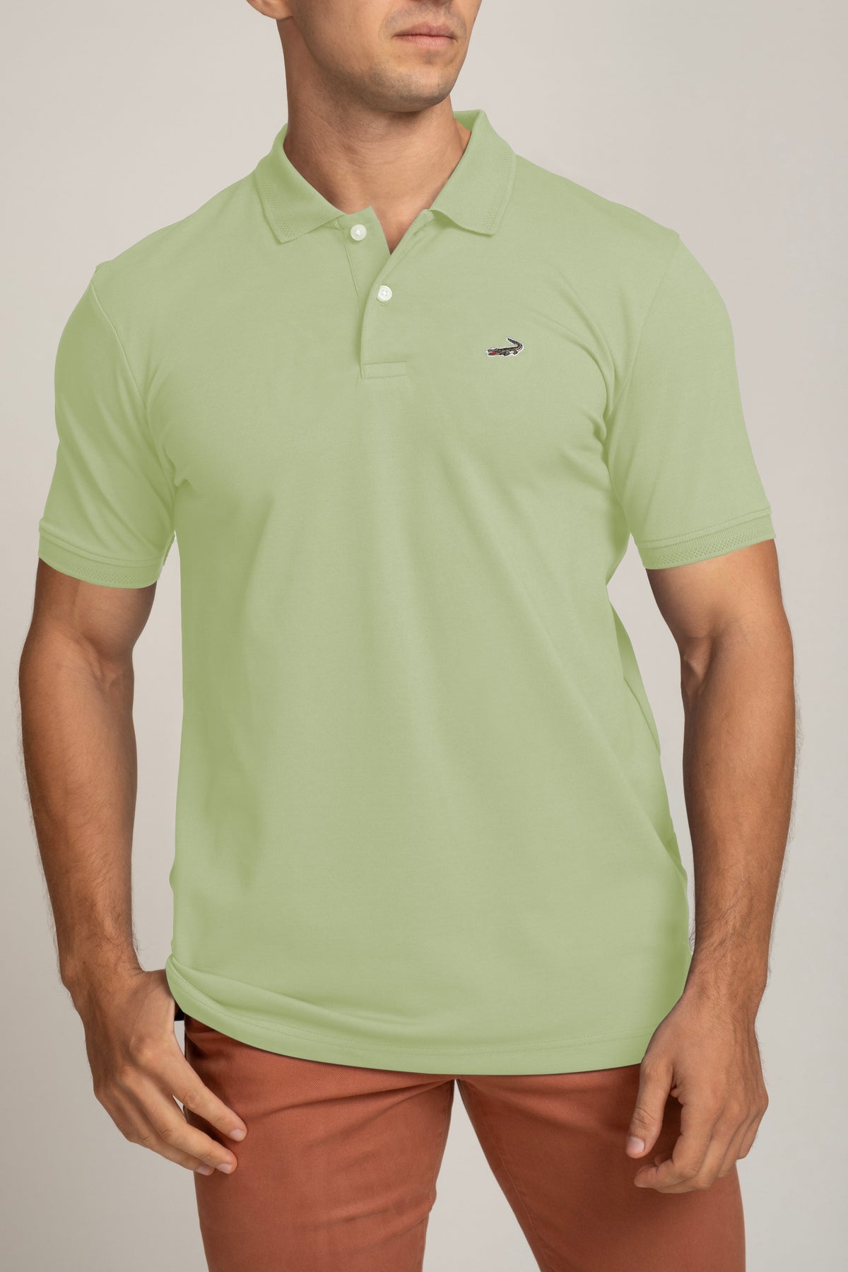 Crocodile Slim Fit Pima Green Meadow