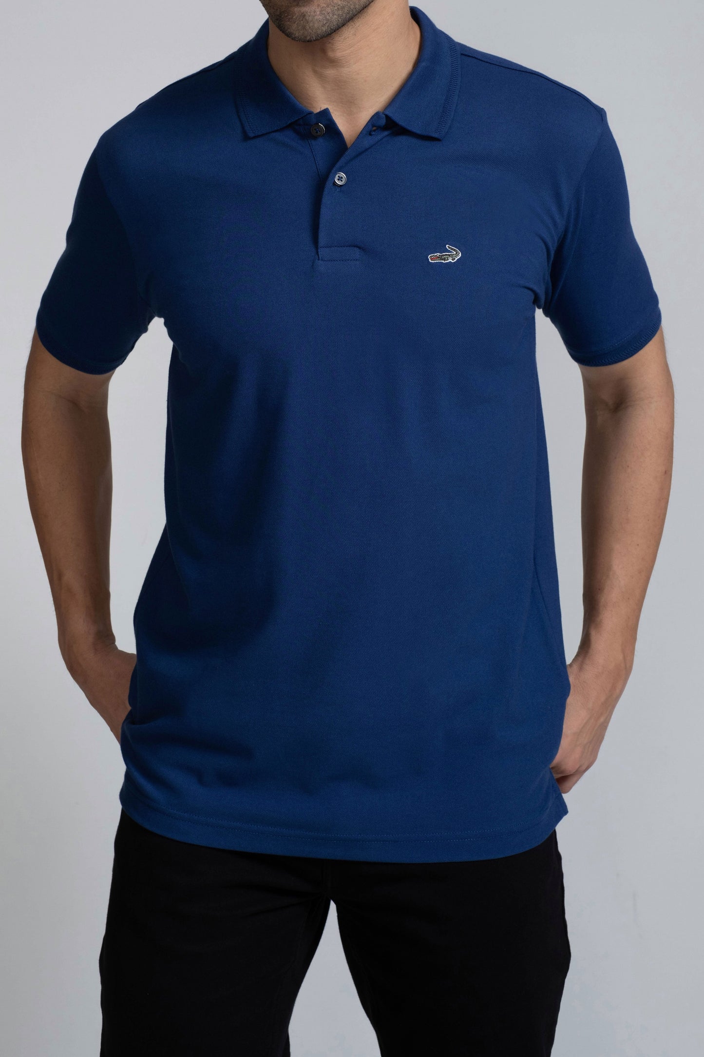 Crocodile Slim Fit Pima Cotton True Blue