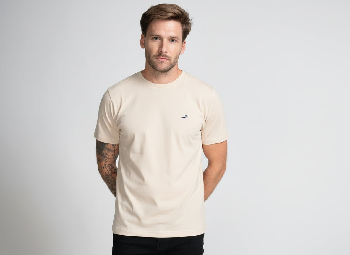 Crocodile Men Crew neck Regular Fit HS t shirt - White Swan