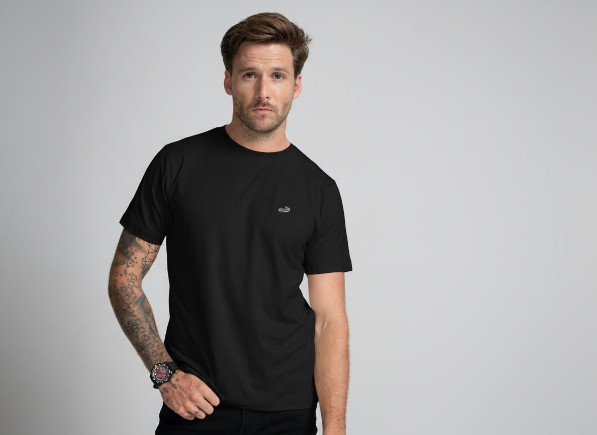 Crocodile Men Crew neck Regular Fit HS t shirt - Black
