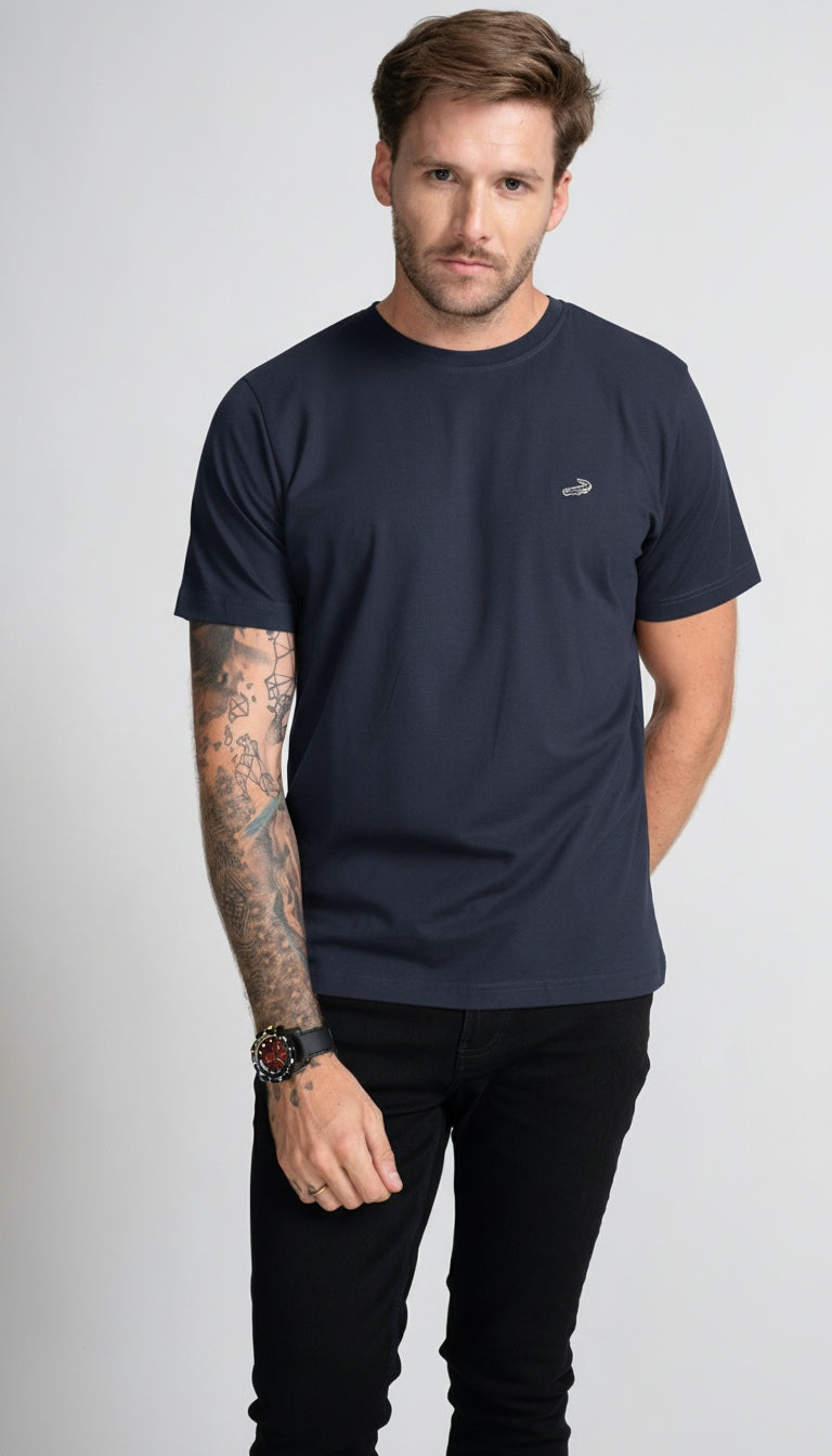 Crocodile Men Crew neck Regular Fit HS t shirt- Dark Denim