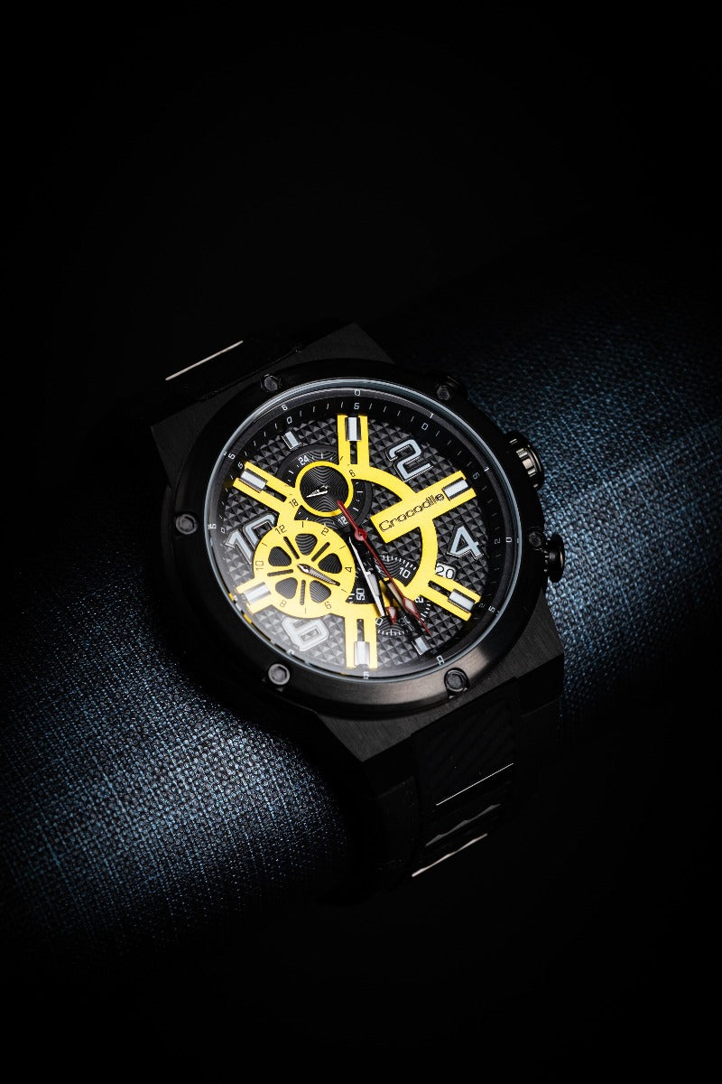Chronograph Watch With Three Subdials-Yellow