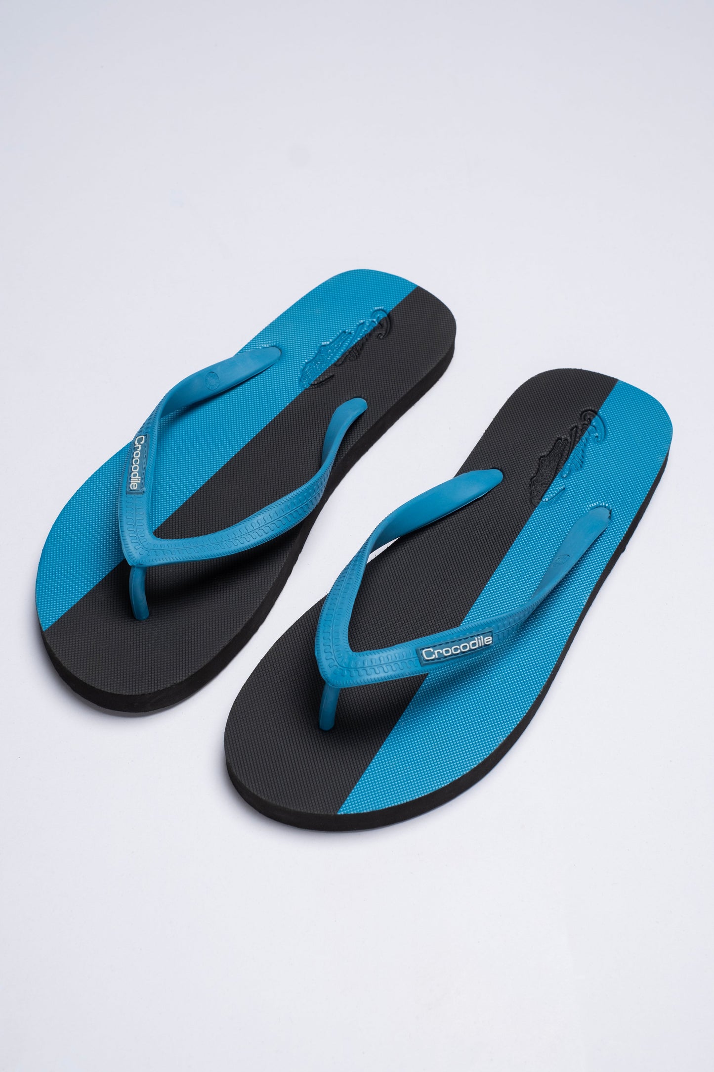 Crocodile Flip Flop-Black/Aqua