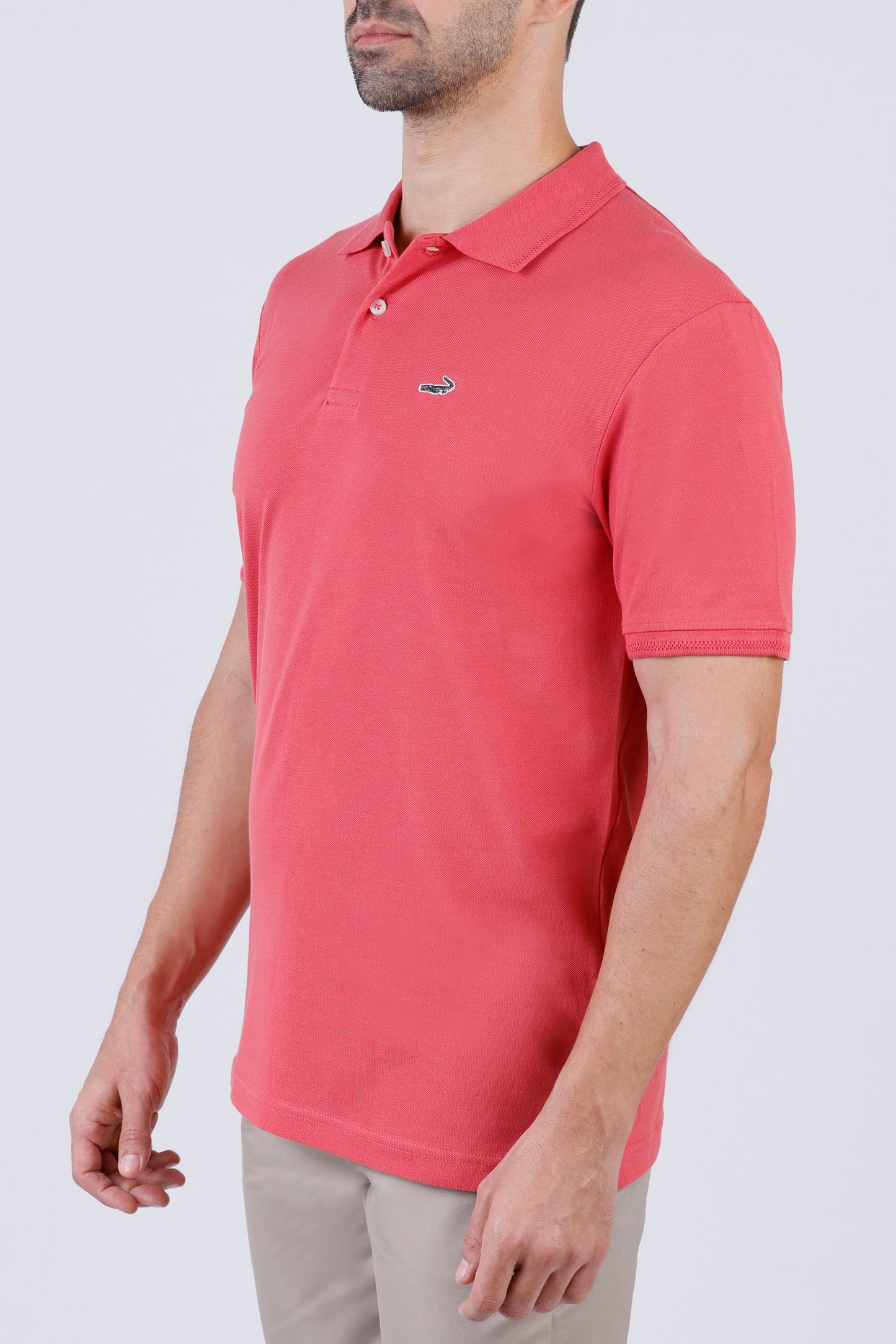 Crocodile Pima Polo Slim-Apricot Orange