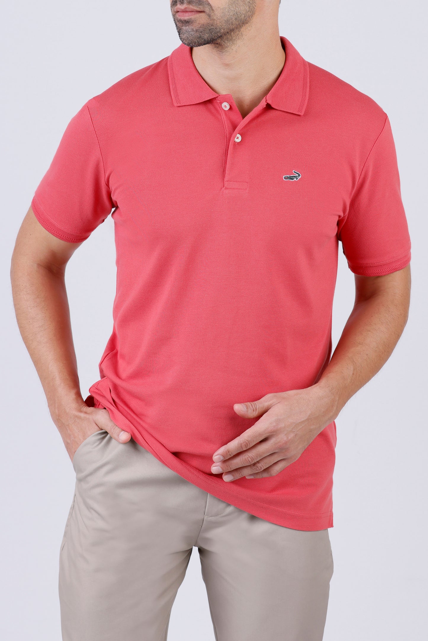 Crocodile Pima Polo Slim-Apricot Orange