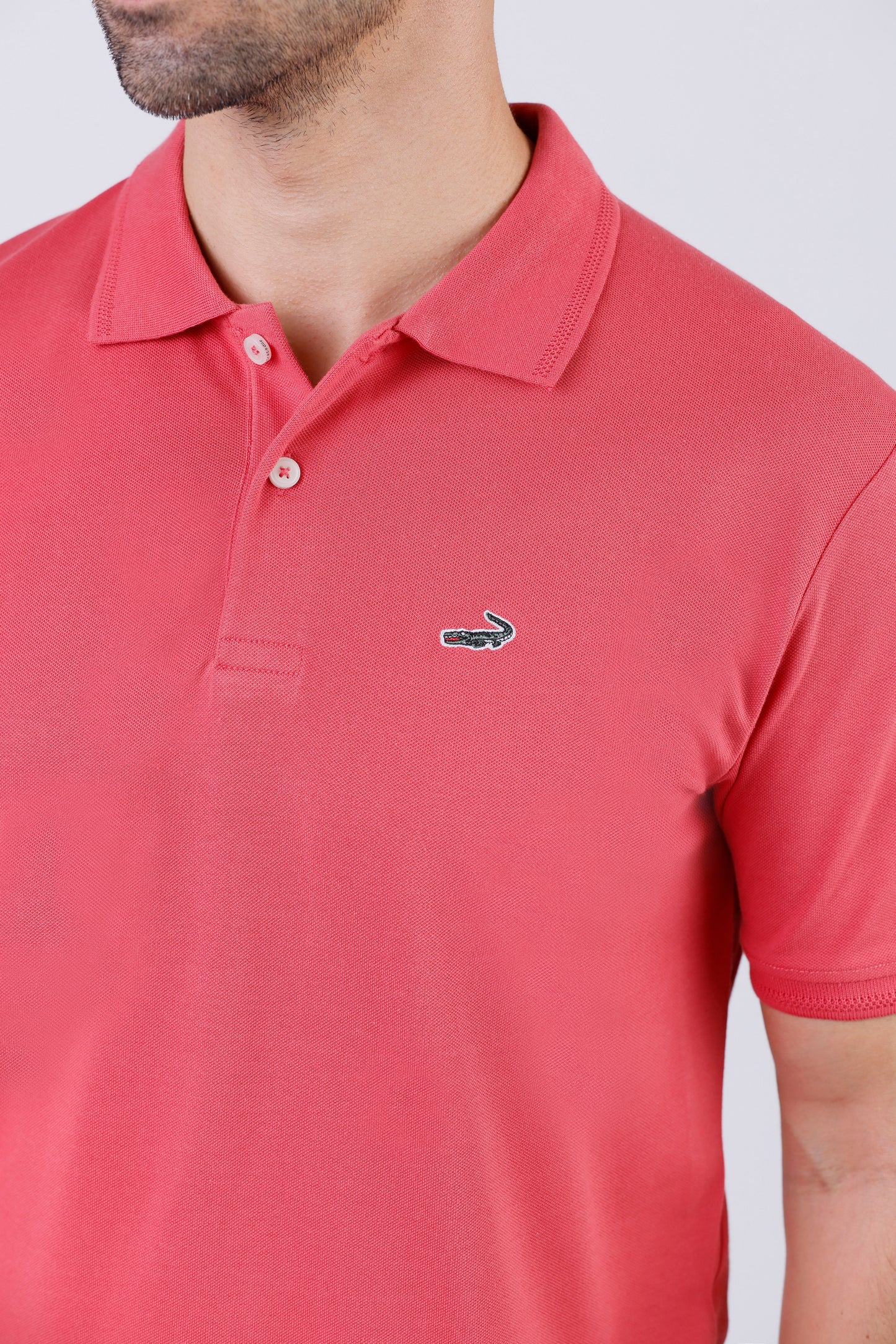 Crocodile Pima Polo Slim-Apricot Orange