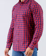 Crocodile Men Casual Checks Slim Fit Shirt - Red