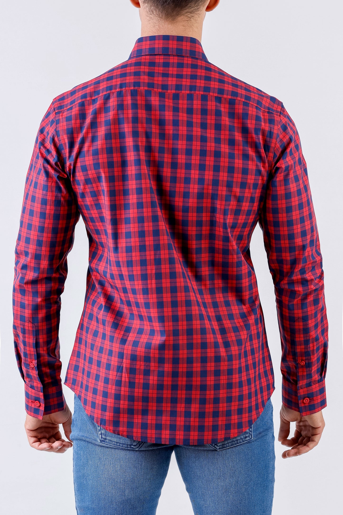 Crocodile Men Casual Checks Slim Fit Shirt - Red