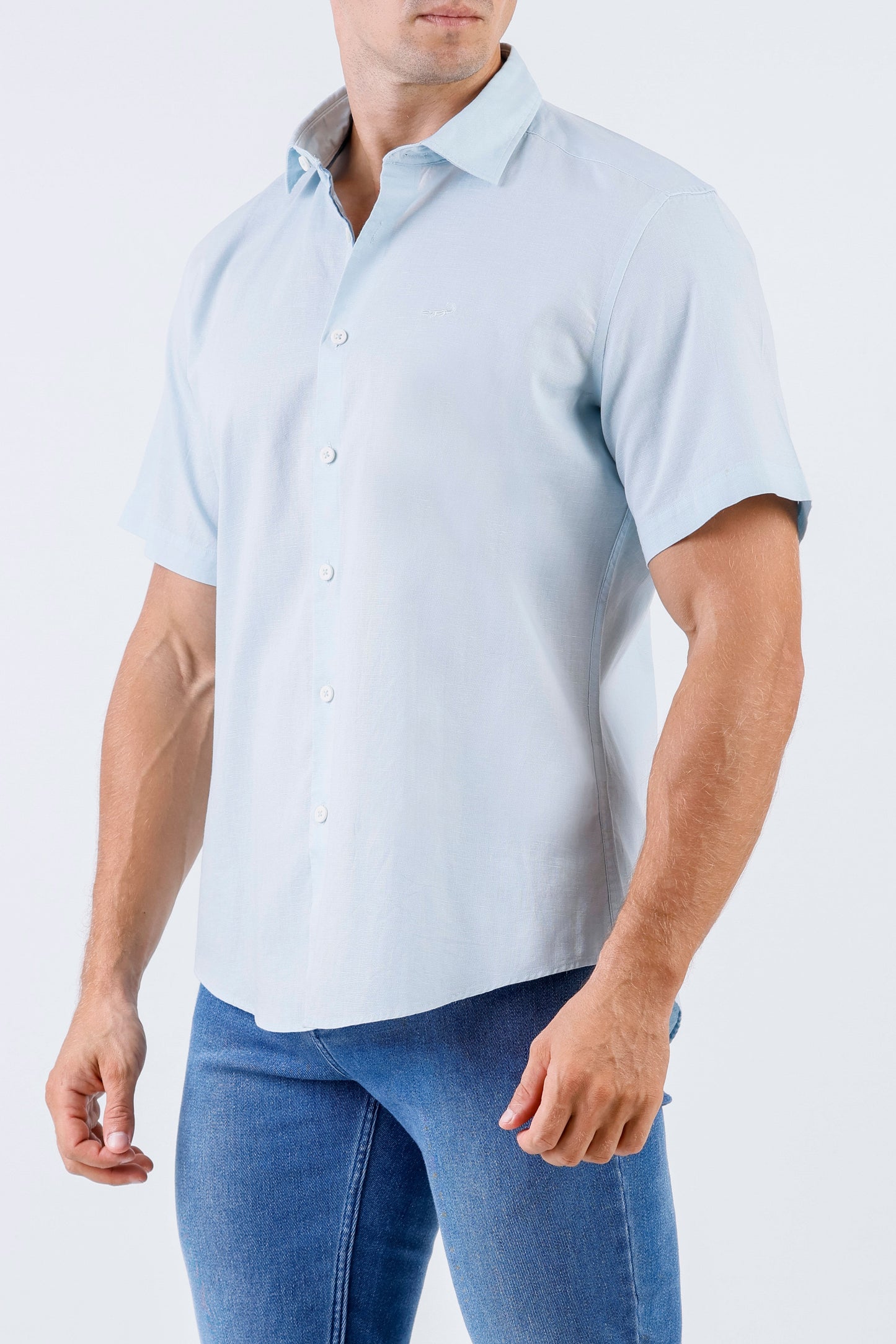 Crocodile Men Casual Plain Slim Fit Shirt - Petitfour Blue