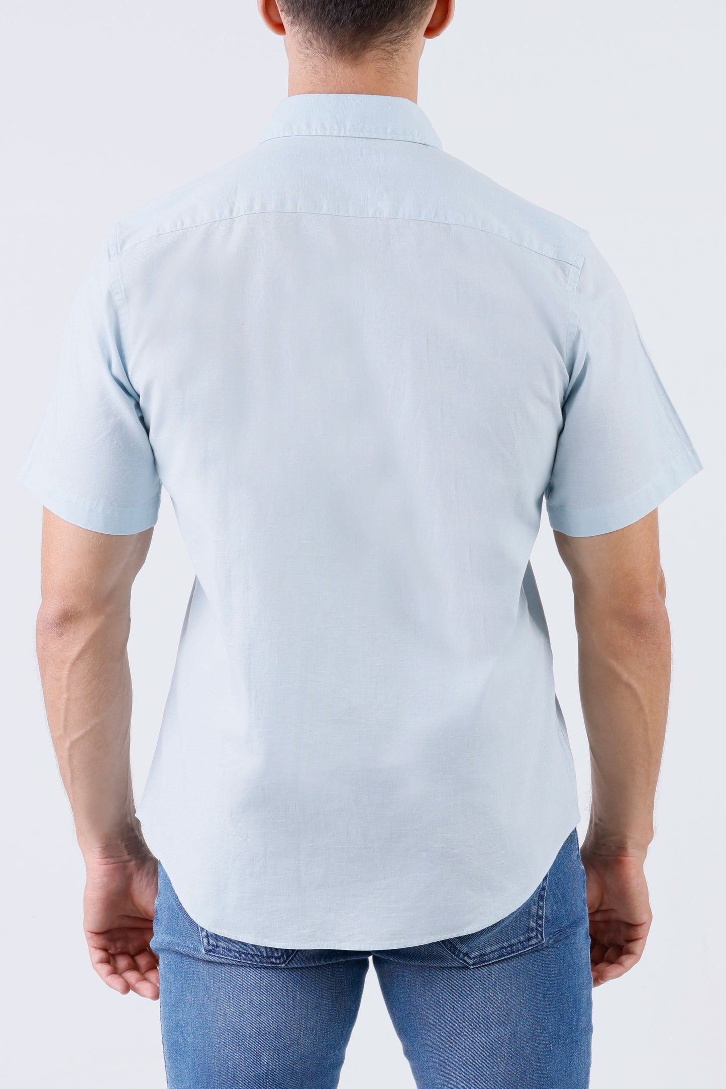 Crocodile Men Casual Plain Slim Fit Shirt - Petitfour Blue
