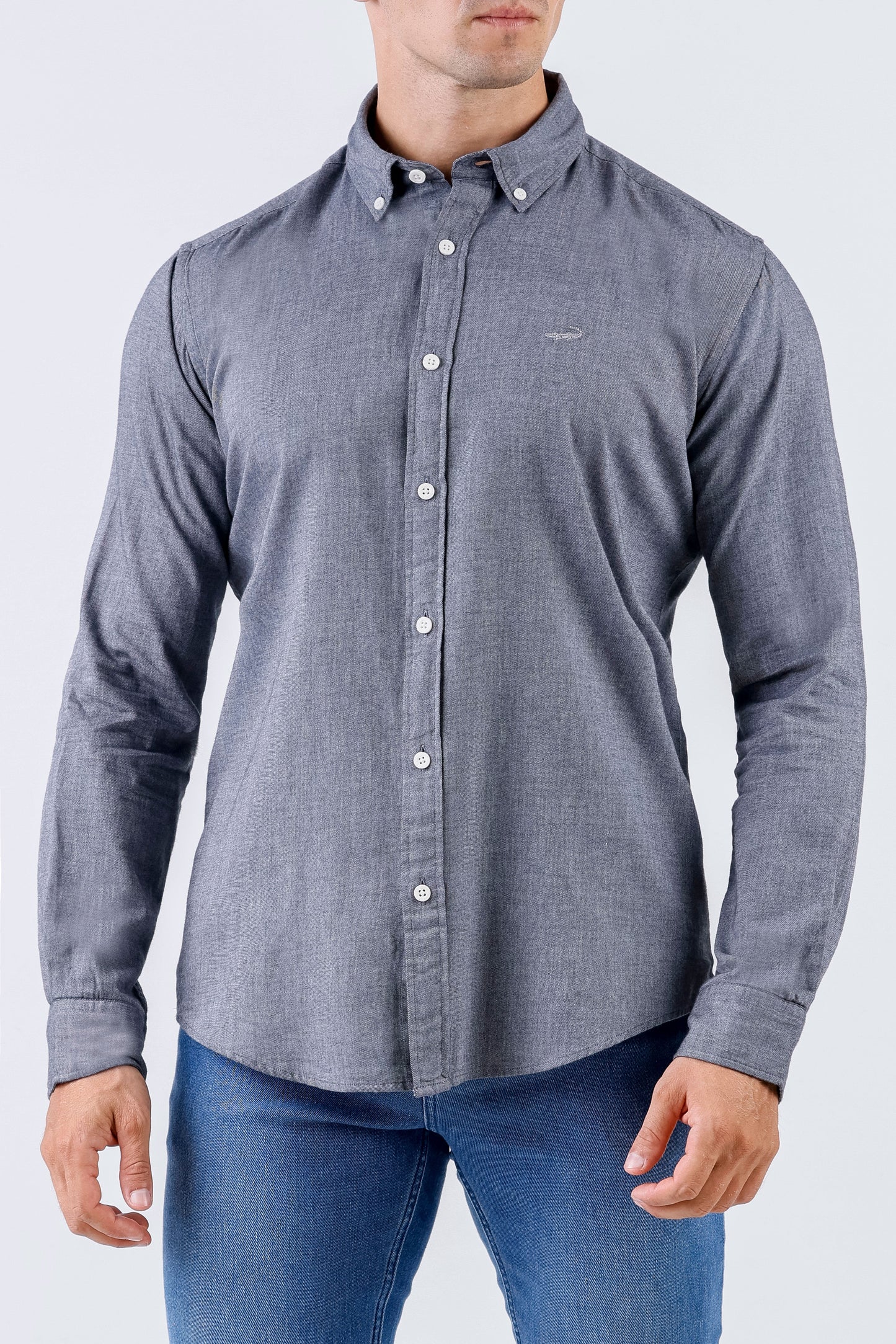 Crocodile Men Casual Plain Slim Fit Shirt - Raven