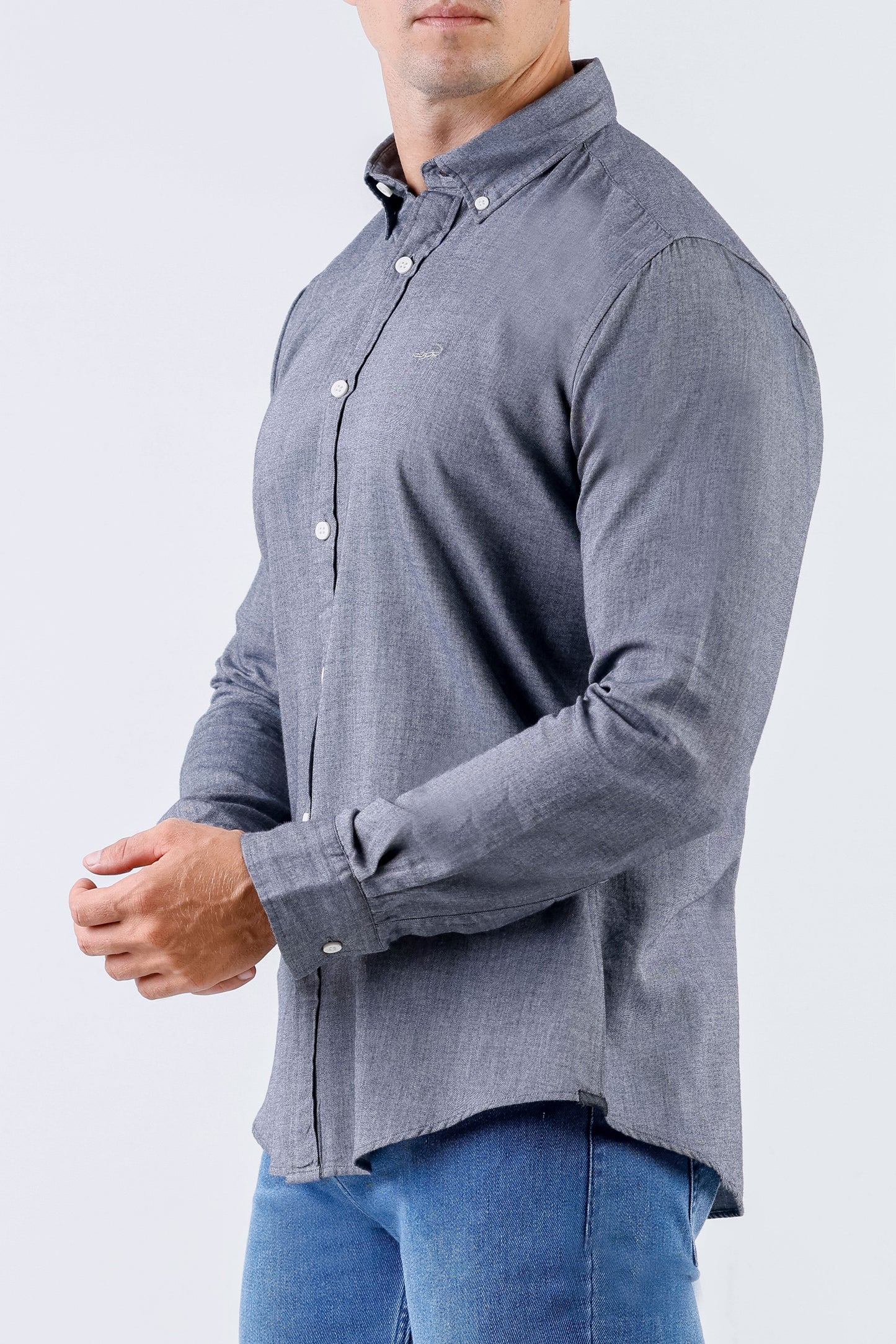 Crocodile Men Casual Plain Slim Fit Shirt - Raven