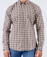 Crocodile Men Casual Checks Slim Fit Shirt - Brown Rawhide