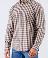 Crocodile Men Casual Checks Slim Fit Shirt - Brown Rawhide