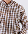 Crocodile Men Casual Checks Slim Fit Shirt - Brown Rawhide