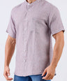 Crocodile Men Checks Leisure Fit Linen Shirt - Crimson