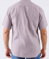 Crocodile Men Checks Leisure Fit Linen Shirt - Crimson