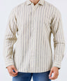 Crocodile Men Stripe Regular Fit Linen Shirt - Sheepskin