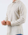 Crocodile Men Stripe Regular Fit Linen Shirt - Sheepskin