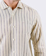 Crocodile Men Stripe Regular Fit Linen Shirt - Sheepskin