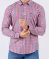 Crocodile Men Casual Checks Slim Fit Shirt - Biking Red