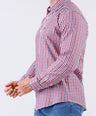 Crocodile Men Casual Checks Slim Fit Shirt - Biking Red