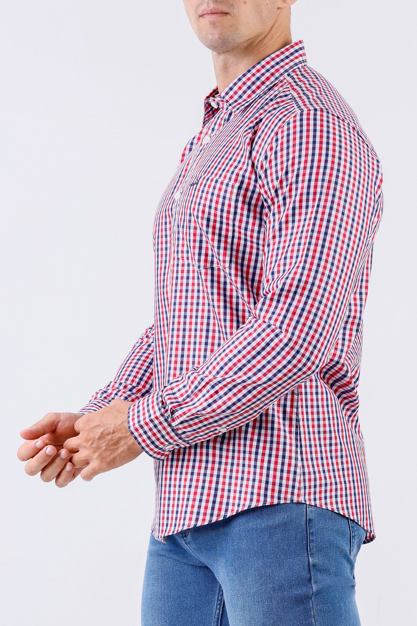 Crocodile Men Casual Checks Slim Fit Shirt - Biking Red