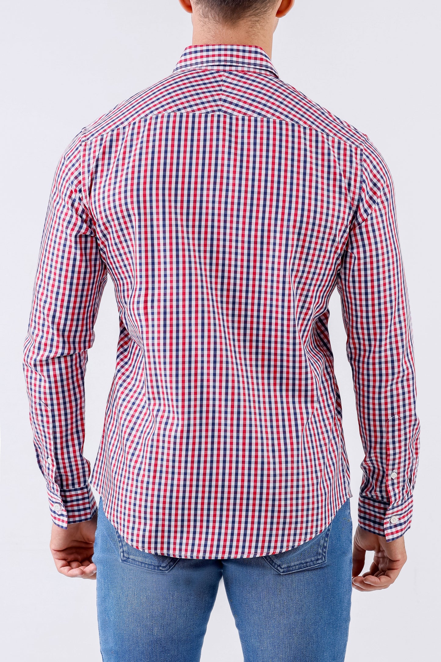 Crocodile Men Casual Checks Slim Fit Shirt - Biking Red