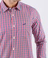 Crocodile Men Casual Checks Slim Fit Shirt - Biking Red