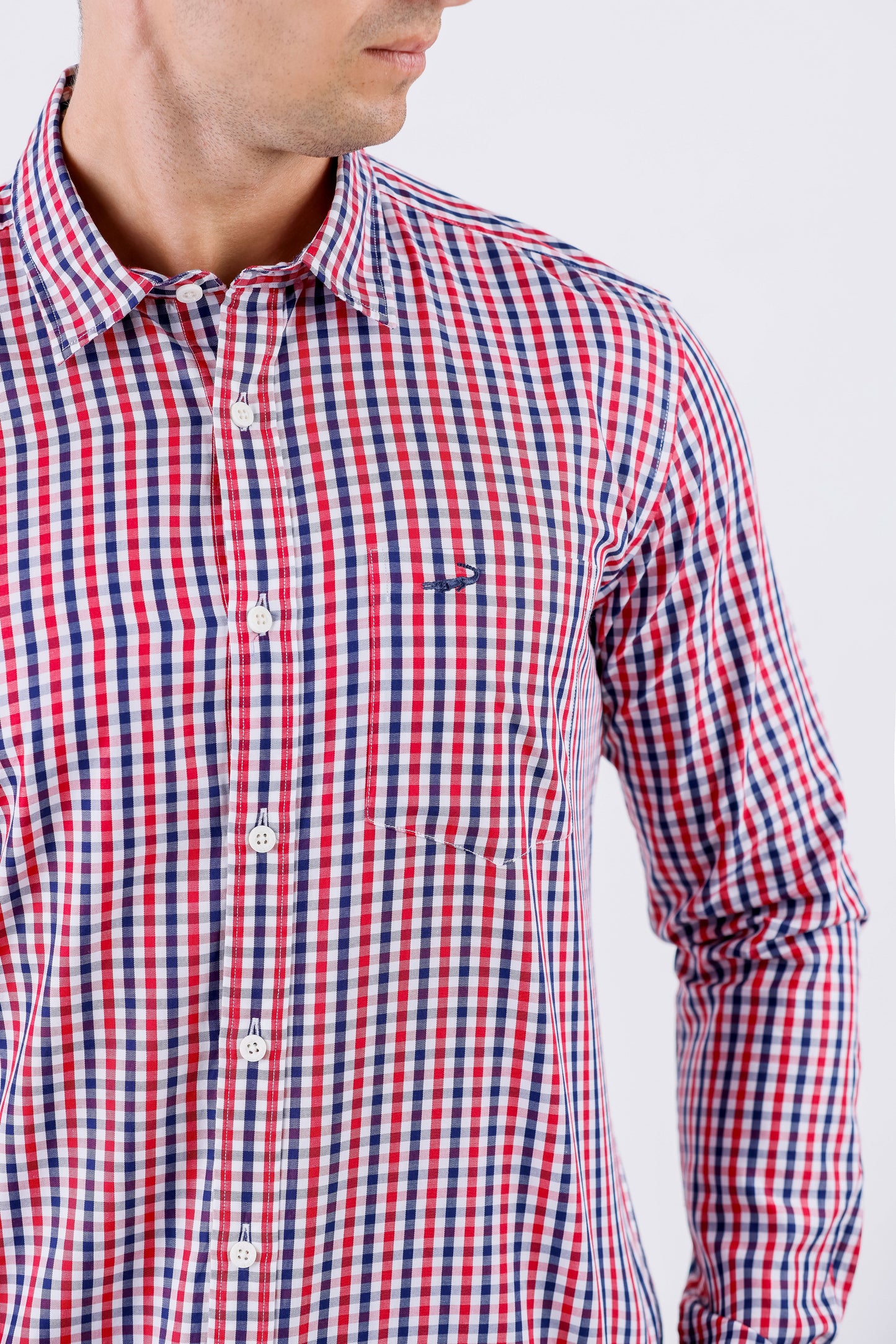 Crocodile Men Casual Checks Slim Fit Shirt - Biking Red
