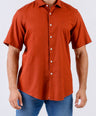 Crocodile Men Casual Plain Slim Fit Shirt - Copper Brown