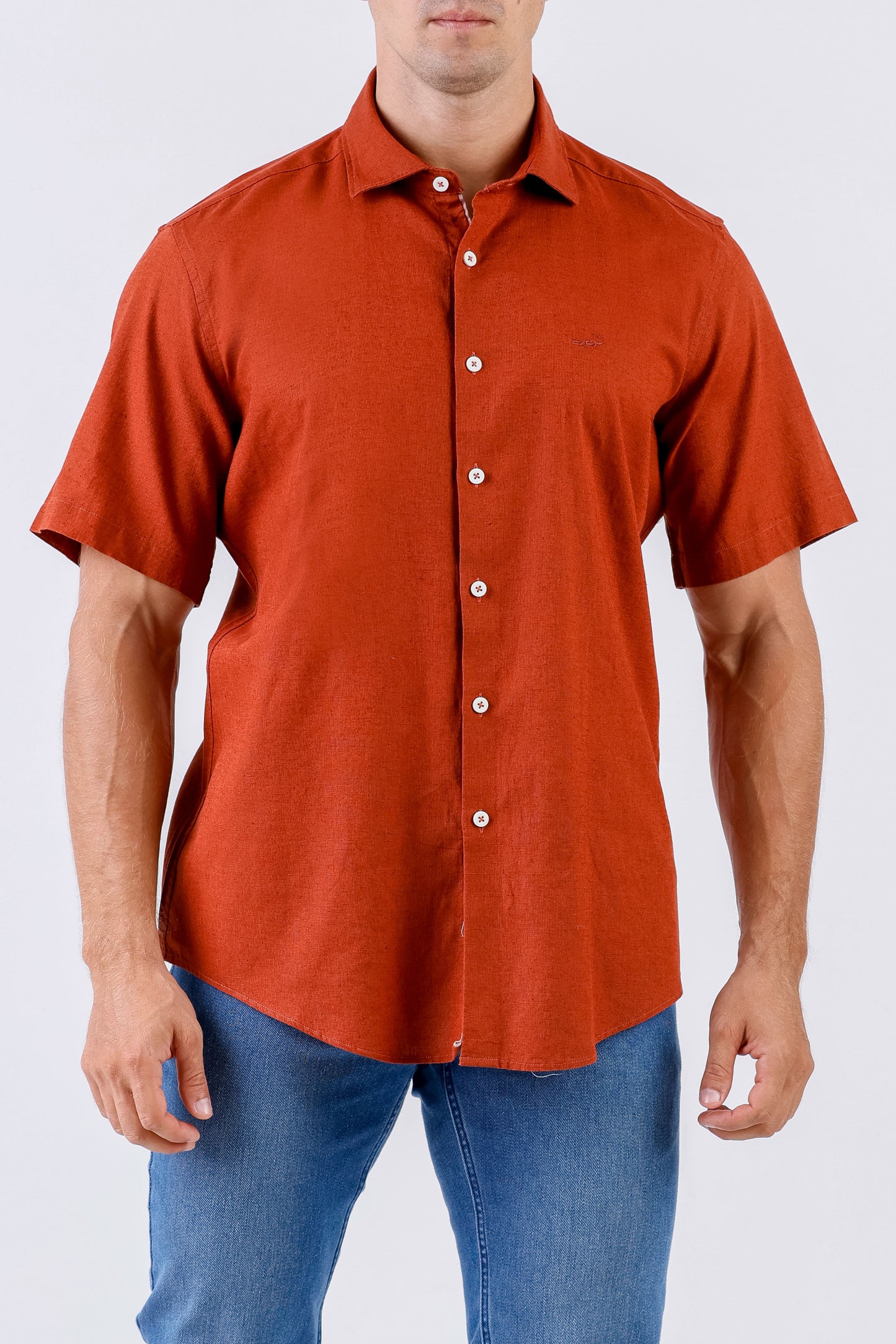 Crocodile Men Casual Plain Slim Fit Shirt - Copper Brown