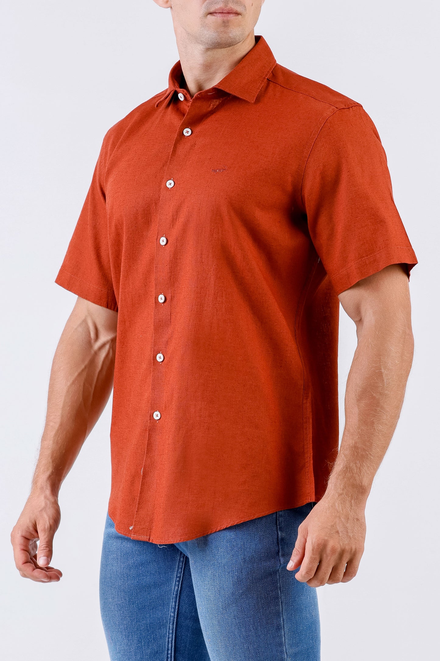 Crocodile Men Casual Plain Slim Fit Shirt - Copper Brown