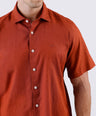 Crocodile Men Casual Plain Slim Fit Shirt - Copper Brown