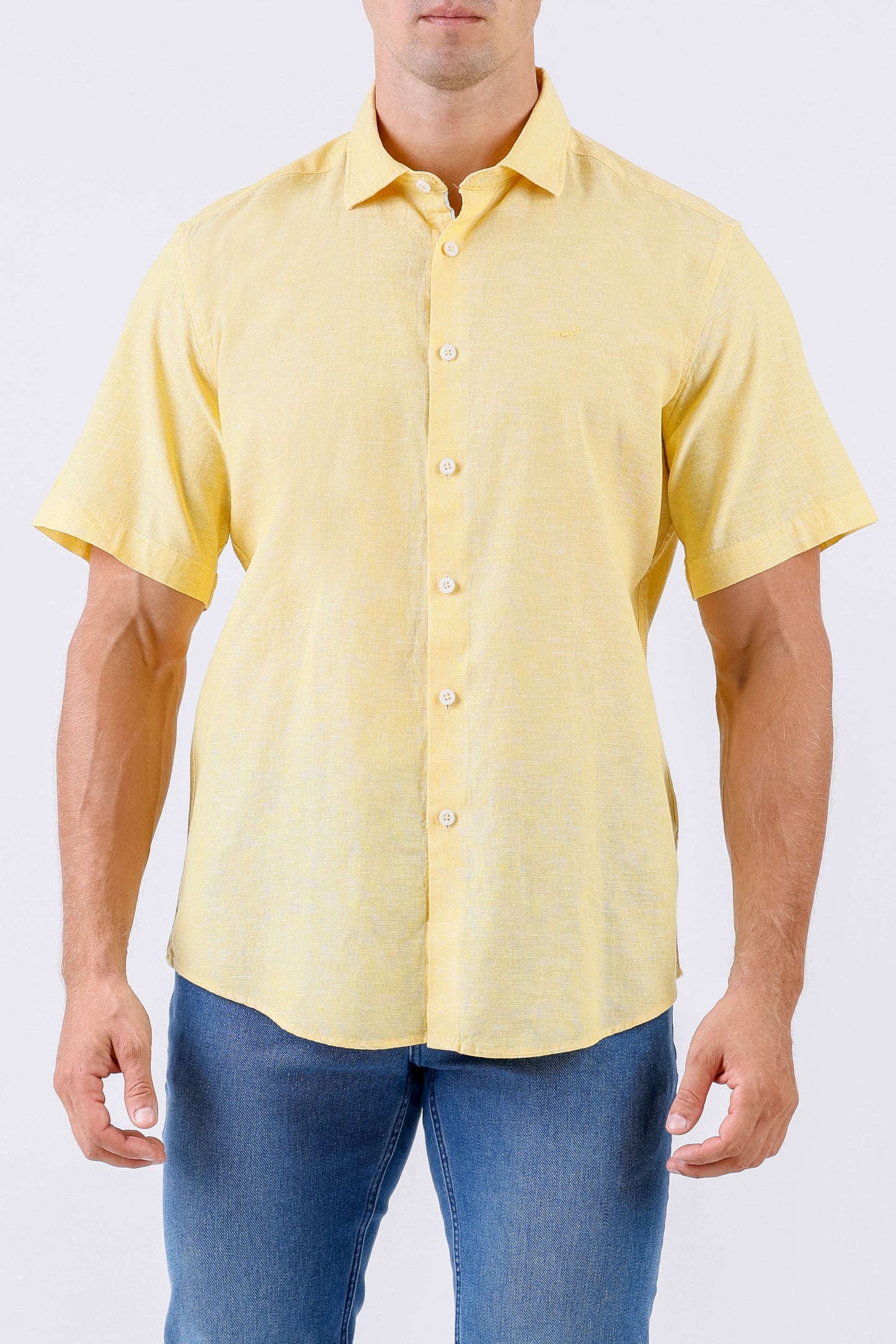 Crocodile Men Casual Plain Slim Fit Shirt - Yellow Mimosa