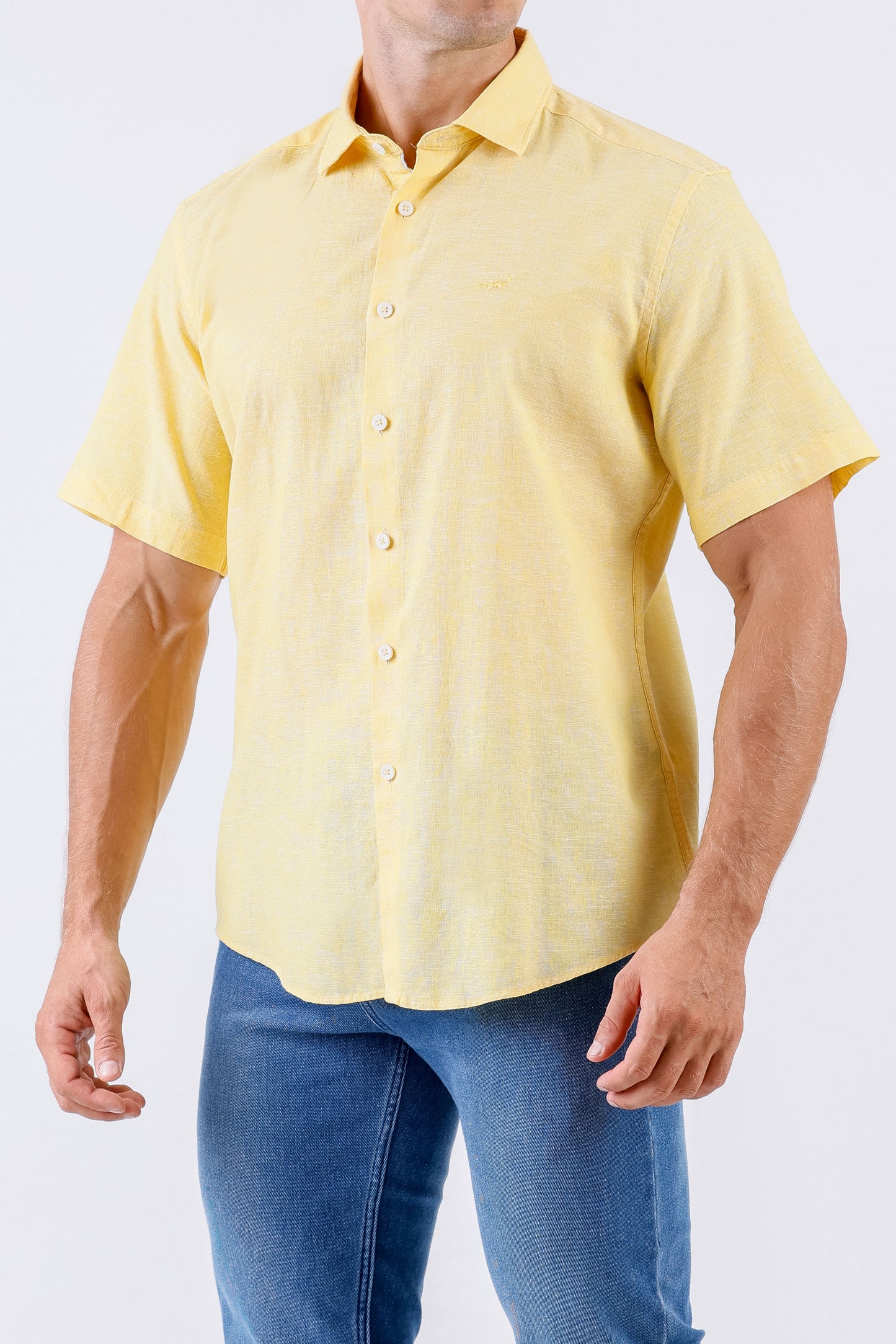 Crocodile Men Casual Plain Slim Fit Shirt - Yellow Mimosa