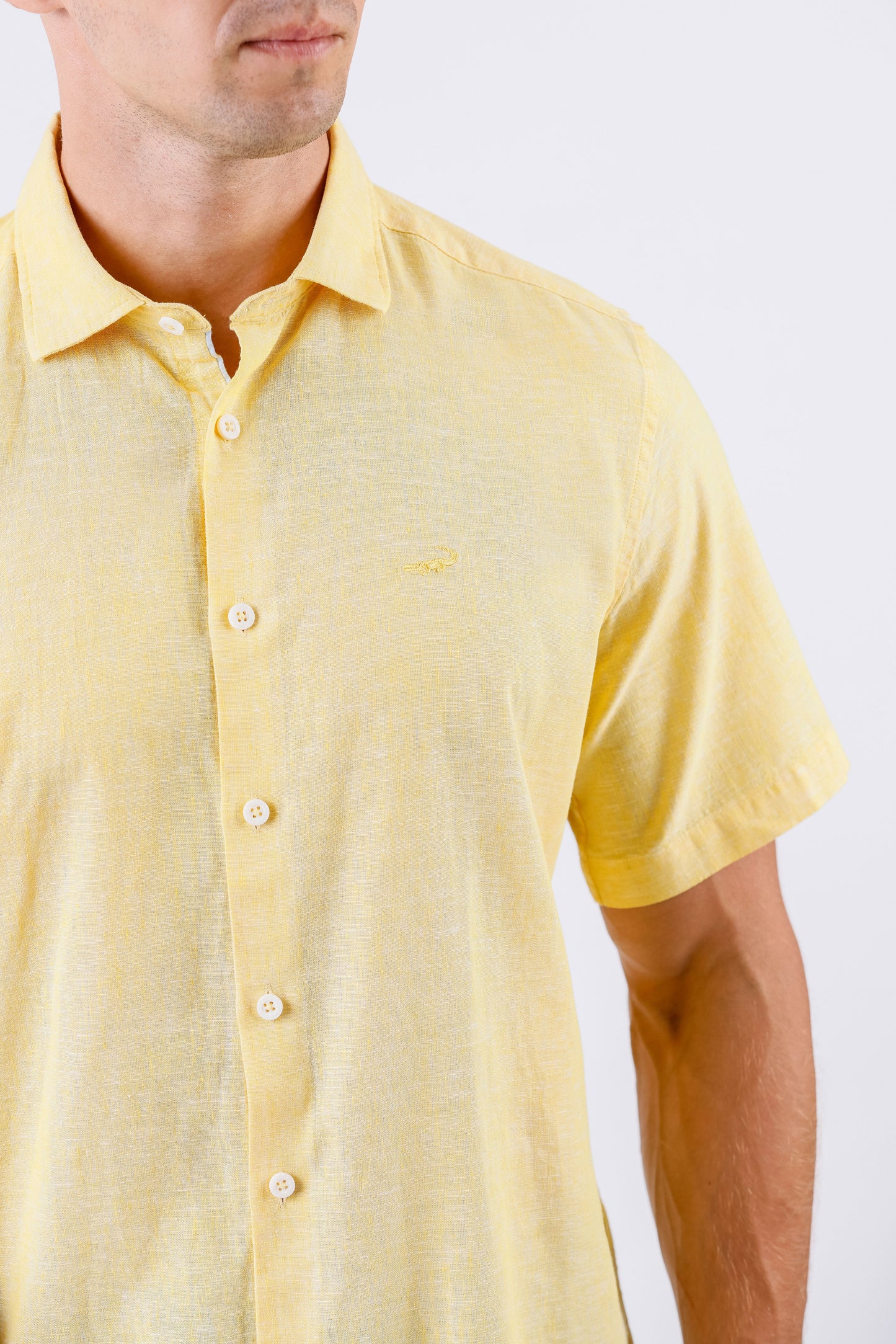Crocodile Men Casual Plain Slim Fit Shirt - Yellow Mimosa