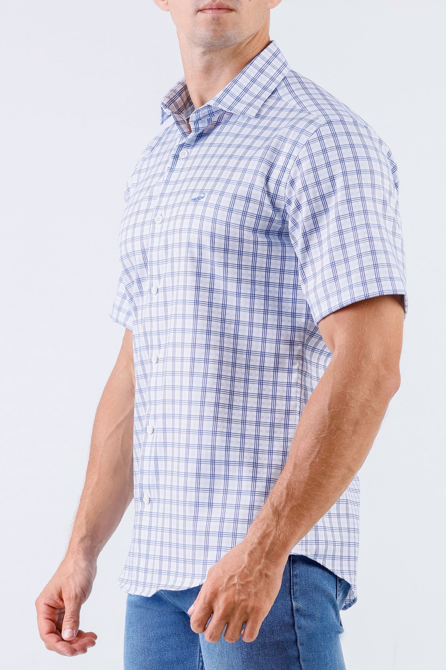 Crocodile Men Casual Checks Slim Fit Shirt - Estate Blue