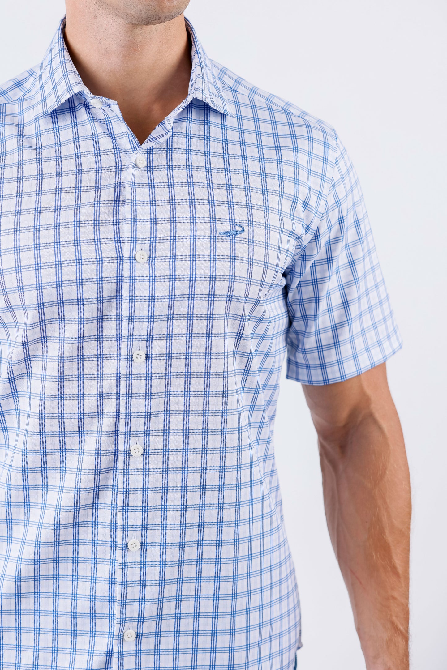 Crocodile Men Casual Checks Slim Fit Shirt - Estate Blue