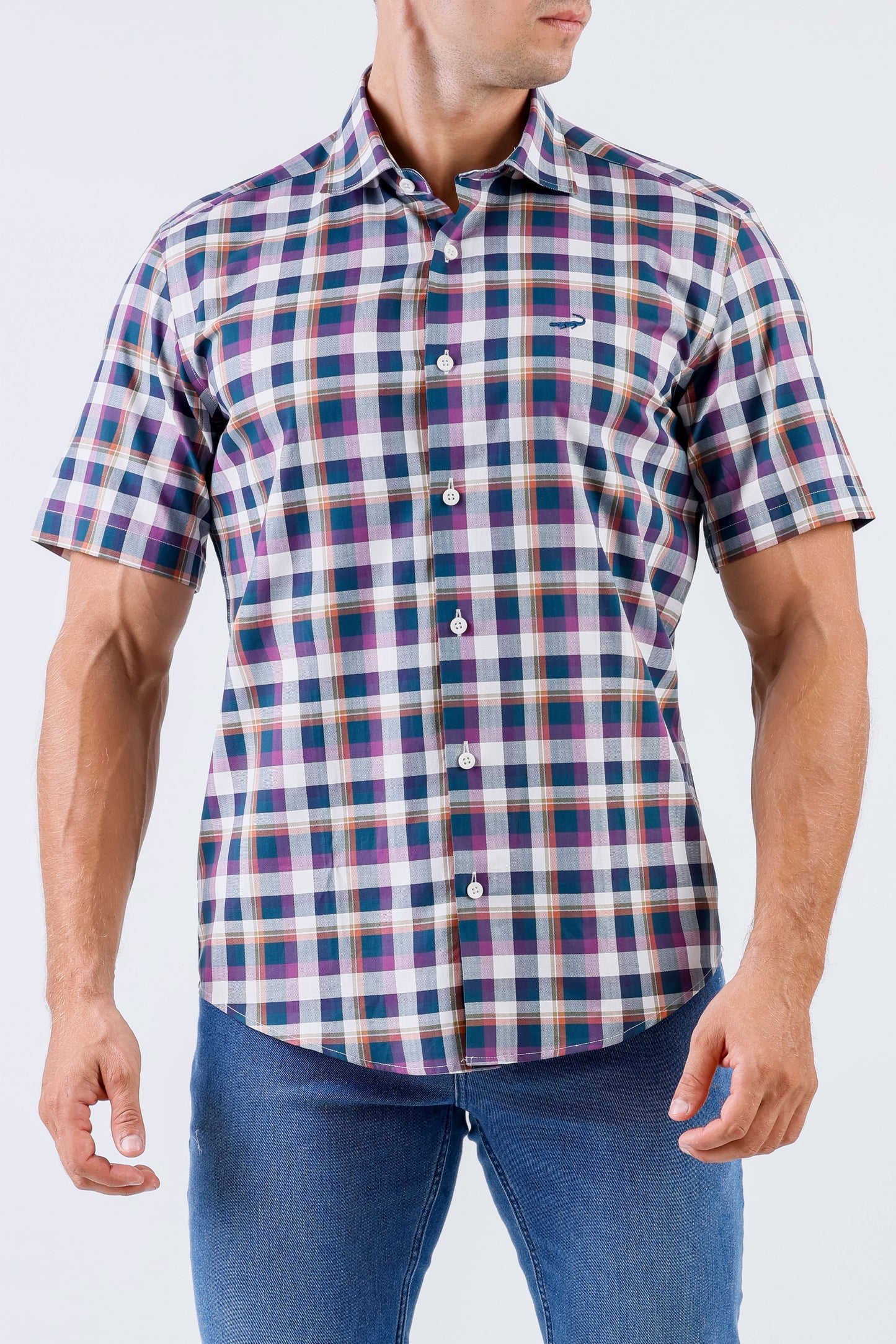Crocodile Men Casual Checks Slim Fit Shirt - Verdant Green