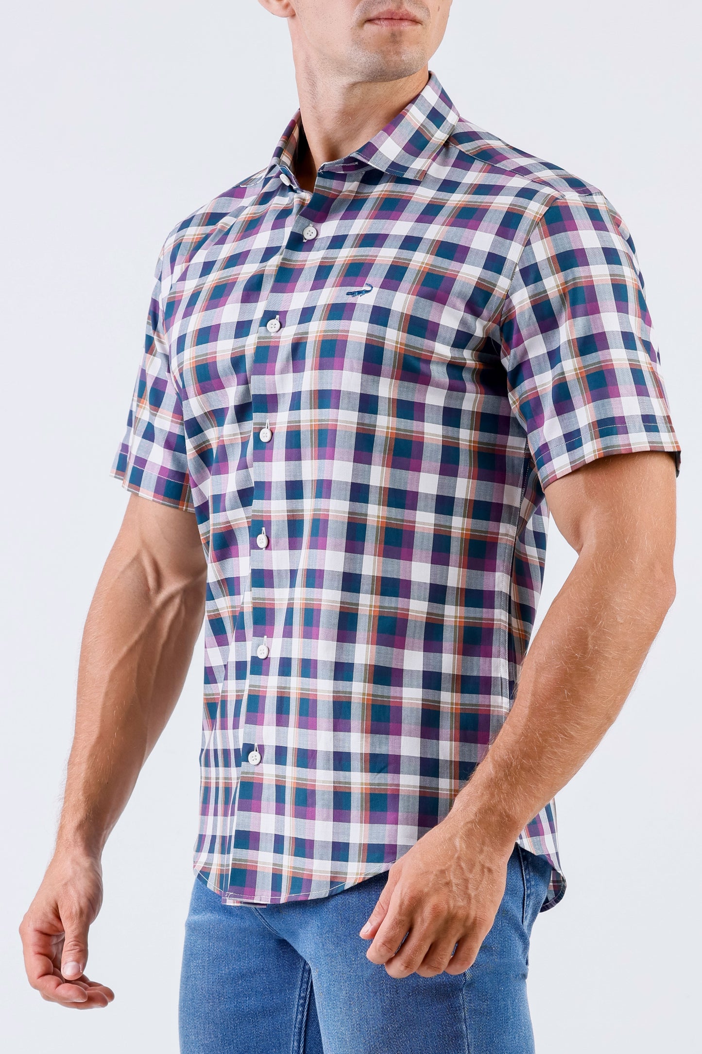 Crocodile Men Casual Checks Slim Fit Shirt - Verdant Green