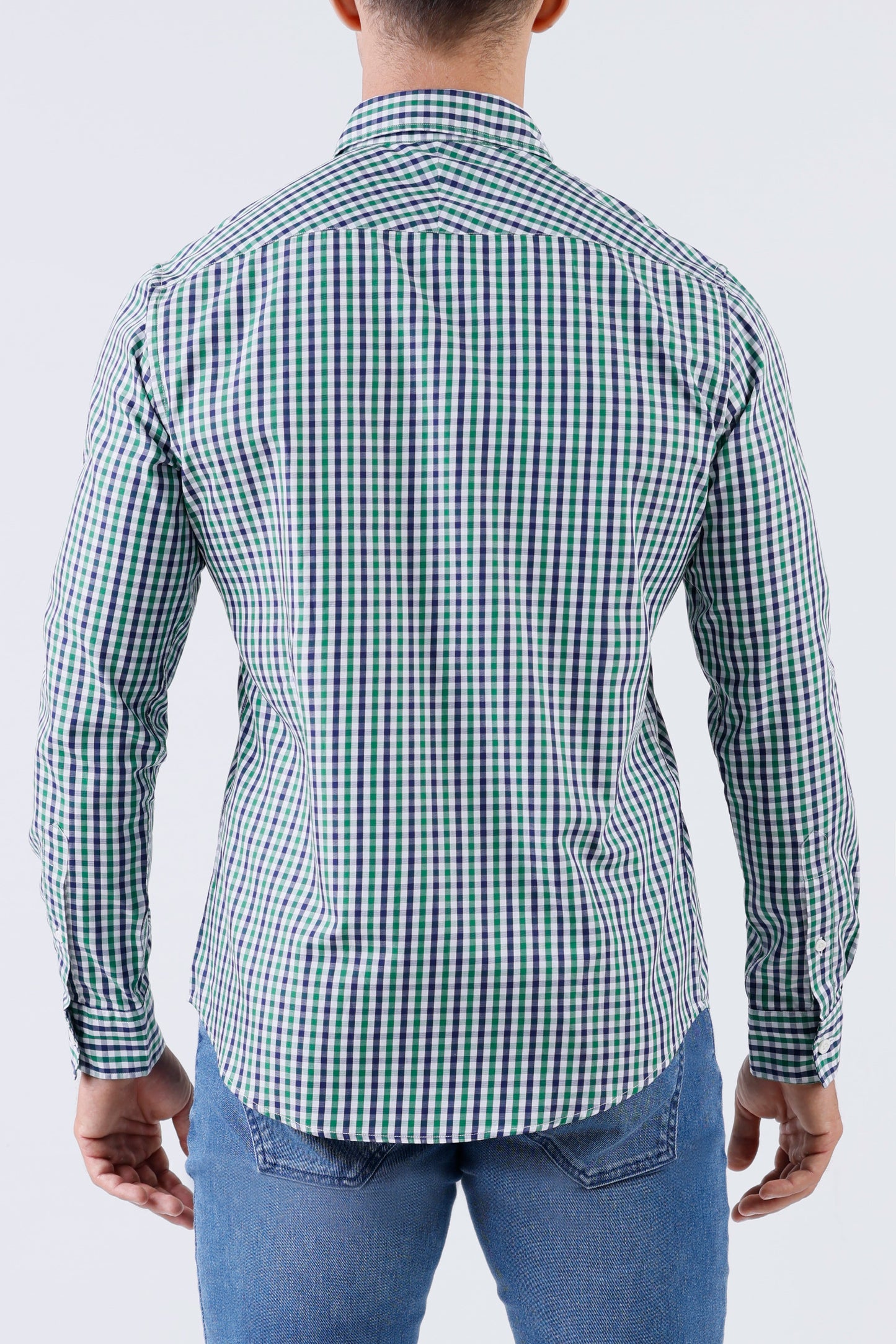 Crocodile Men Casual Checks Slim Fit Shirt - Elm Green