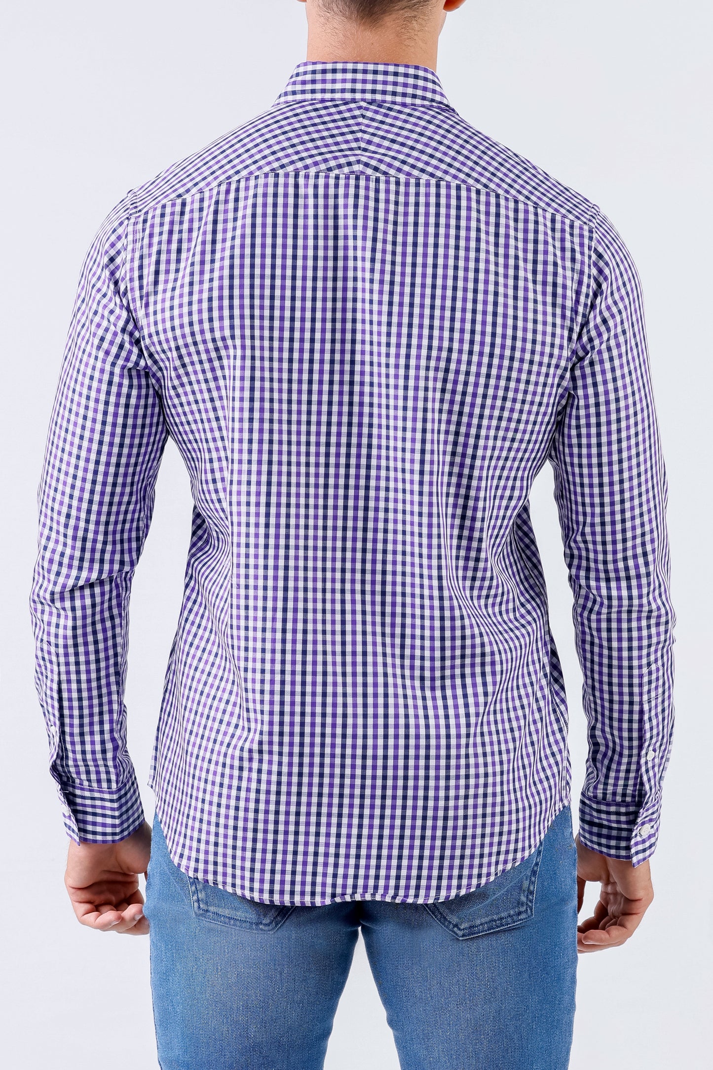 Crocodile Men Casual Checks Slim Fit Shirt - Medium Violet