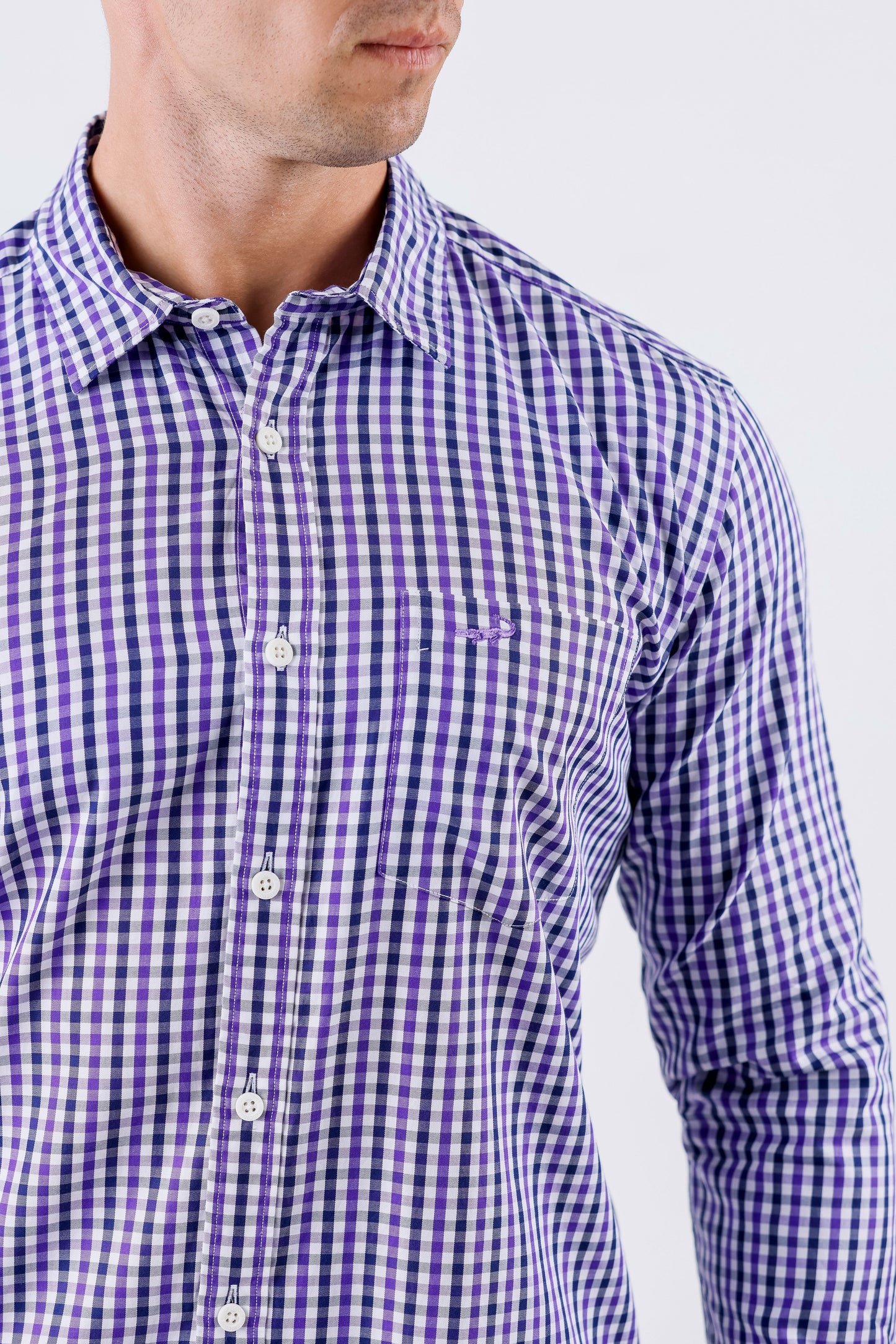 Crocodile Men Casual Checks Slim Fit Shirt - Medium Violet