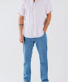 Crocodile Semi Casual Regular Fit Hs Linen Shirt Blue - Lavender Blue