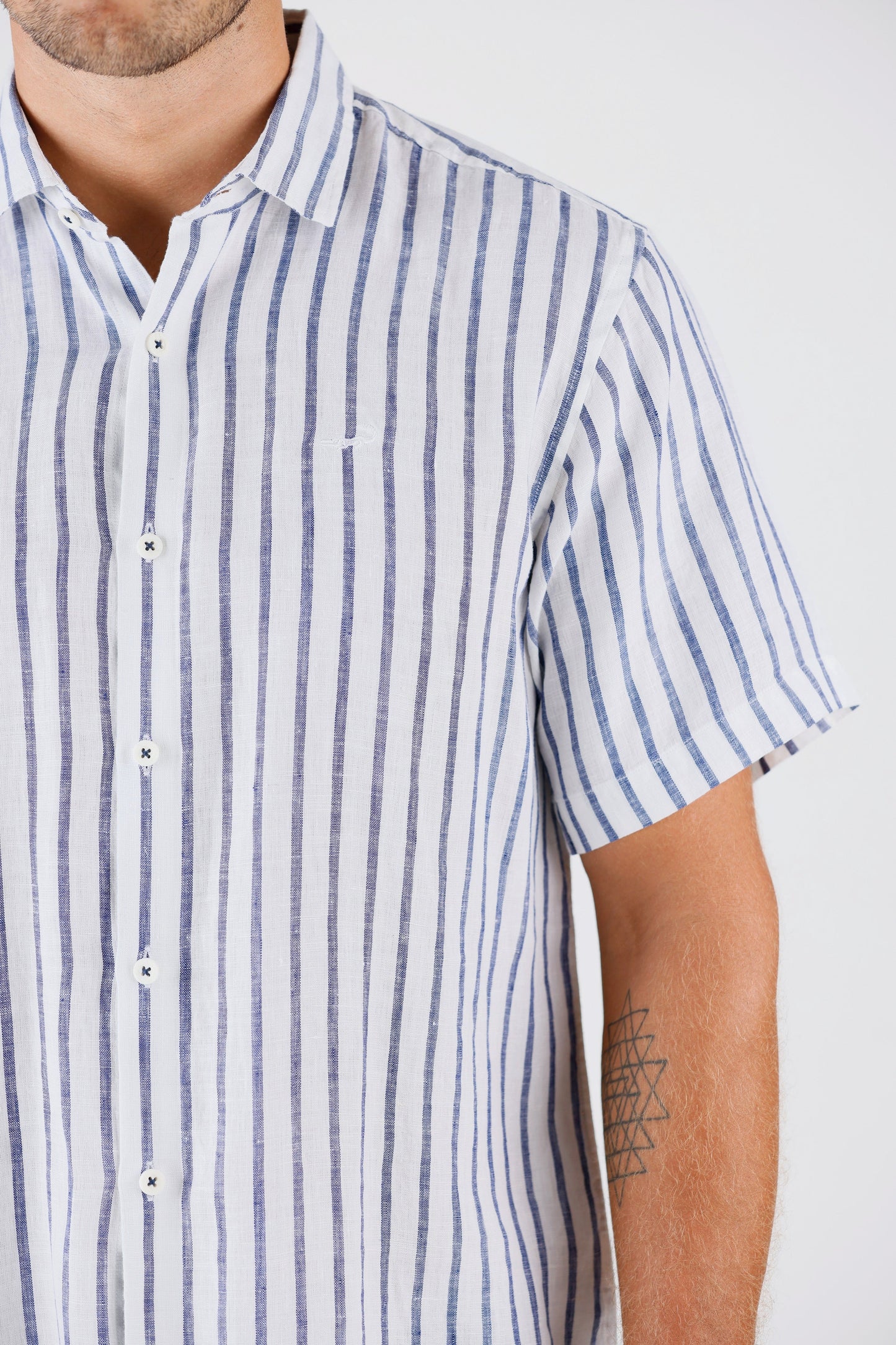 Crocodile Semi Casual Regular Fit Hs Linen Shirt Navy