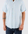 Crocodile Semi Casual Regular Fit Hs Linen Shirt Blue - Blue Mist